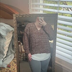 Universal Thread Marled Brown V-Neck Sweater